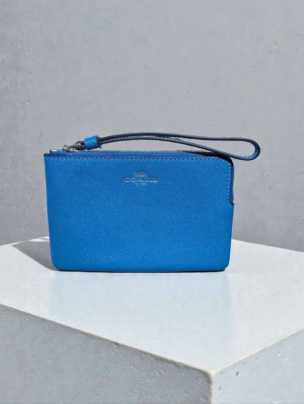 Coach Corner Zip Wristlet Sports Blue (NWT)